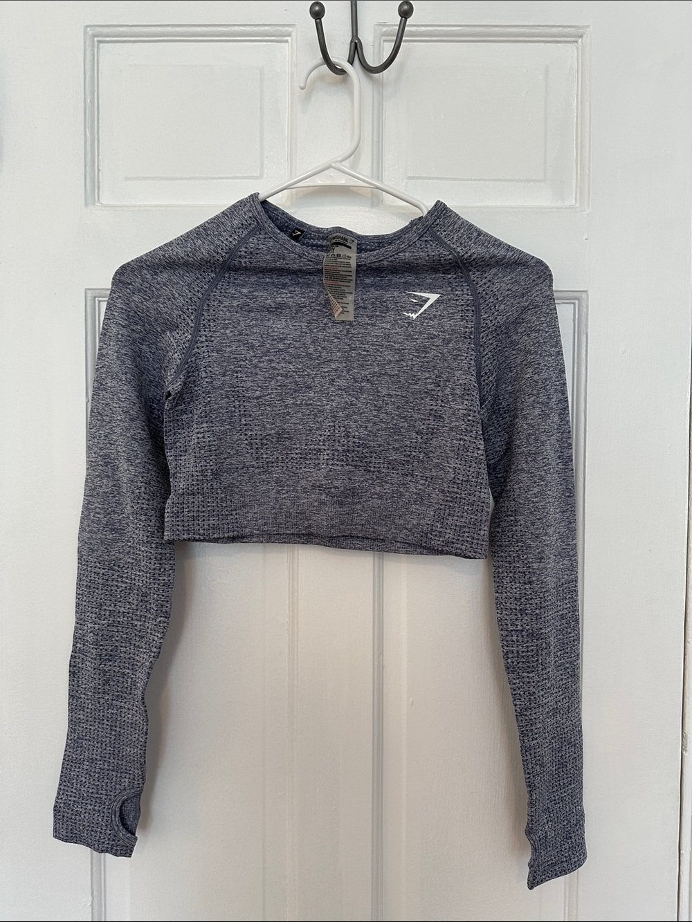 Gymshark Heather Slate Gray Seamless Long-Sleeve Crop Top